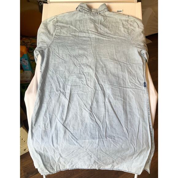 Speed Control Women Denim Shirt Dress size 2X Blue Half Button Down 3/4 Sleeve - Picture 8 of 14